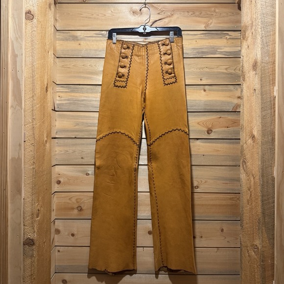 North Beach Leather Pants - VTG 1970s North Beach Leather Whipstitch Leather Pants Ladies 7/8